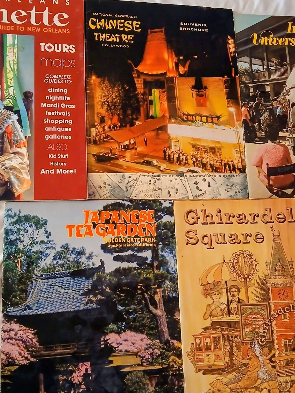 5 travel guides from the 1970s-1990s